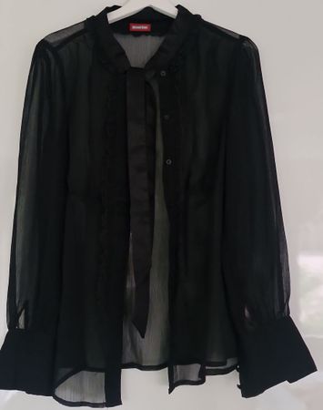 Elegant Black Chiffon Blouse - Perfect for Autumn Evenings