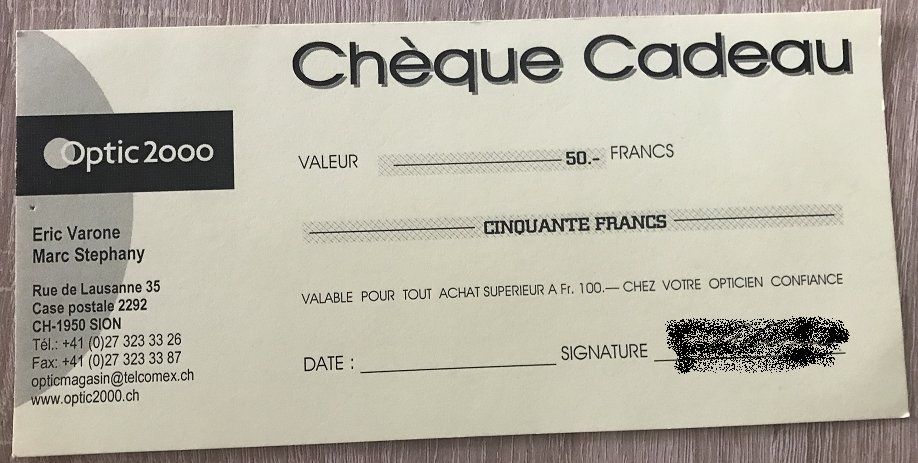 Bons: Chèque cadeau Optic 2000 – Neuf avec emballage d'origine à Lens par eric.ms