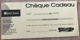 Chèque cadeau Optic 2000