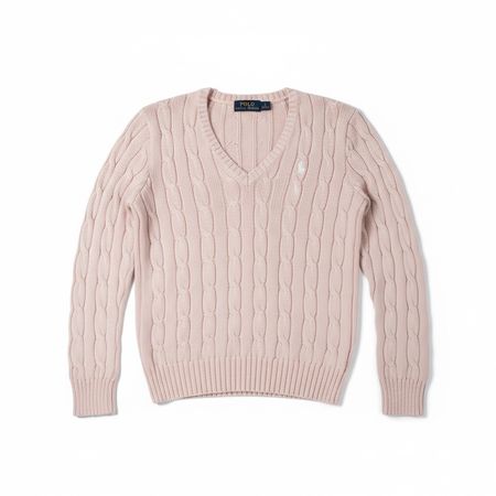 Pull Torsadé Ralph Lauren Rose Col V - M femme pima coton #7
