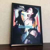 Champagner Nude Erotik Pop Art Kunst Bild Woman Stockings