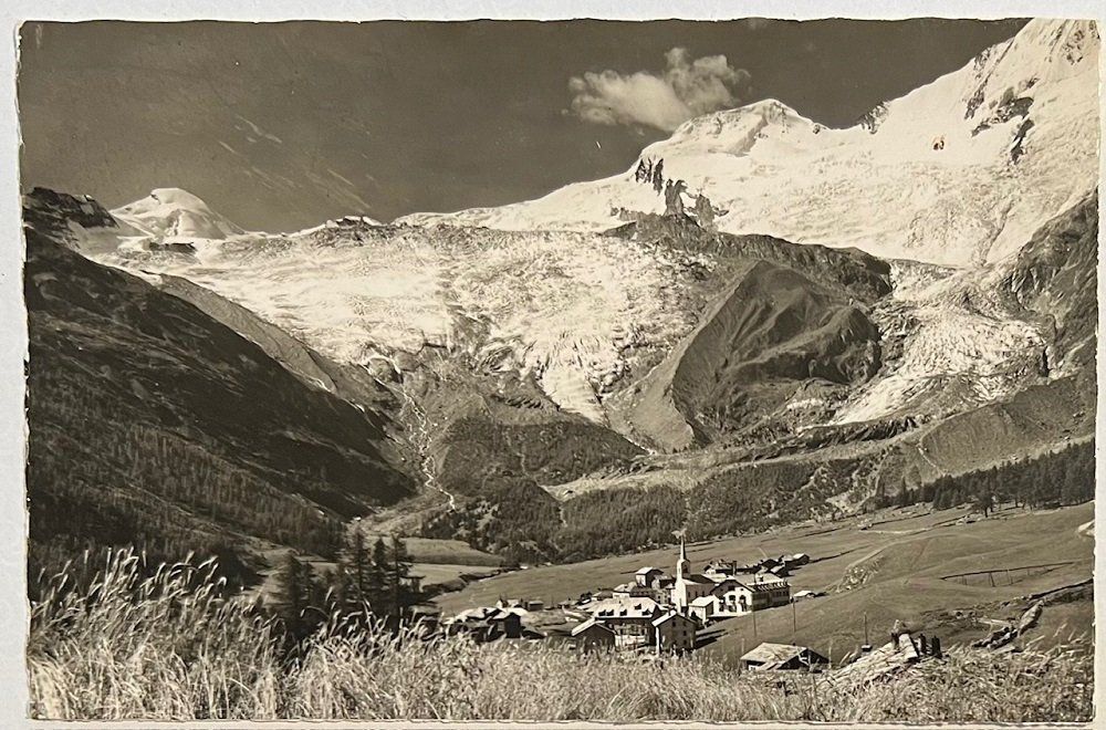 Cartoline postali: CP/AK: Saas Fee - Allalinhorn u. Alphubel Feegletscher 1952 – Usato da Tramelan venduto da MHK79