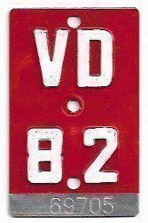 Insegne: Velonummer 1982 Waadt Vaud VD 82 – Usato da Bülach venduto da bauchnuschti2