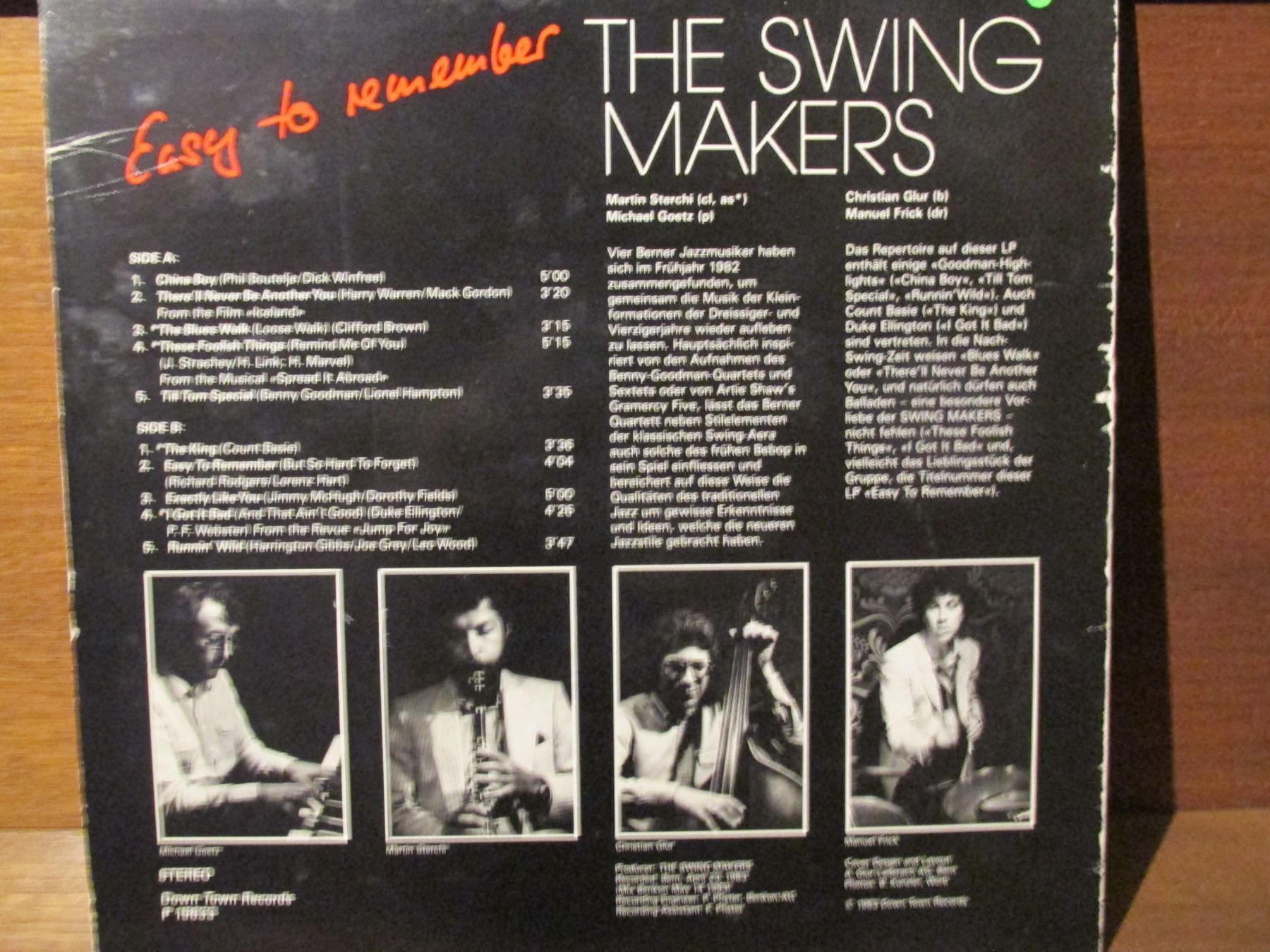 Dischi in vinile: Swing Makers EASY TO REMEMBER CH Jazz LP – Usato da Kandergrund venduto da Sososo 1