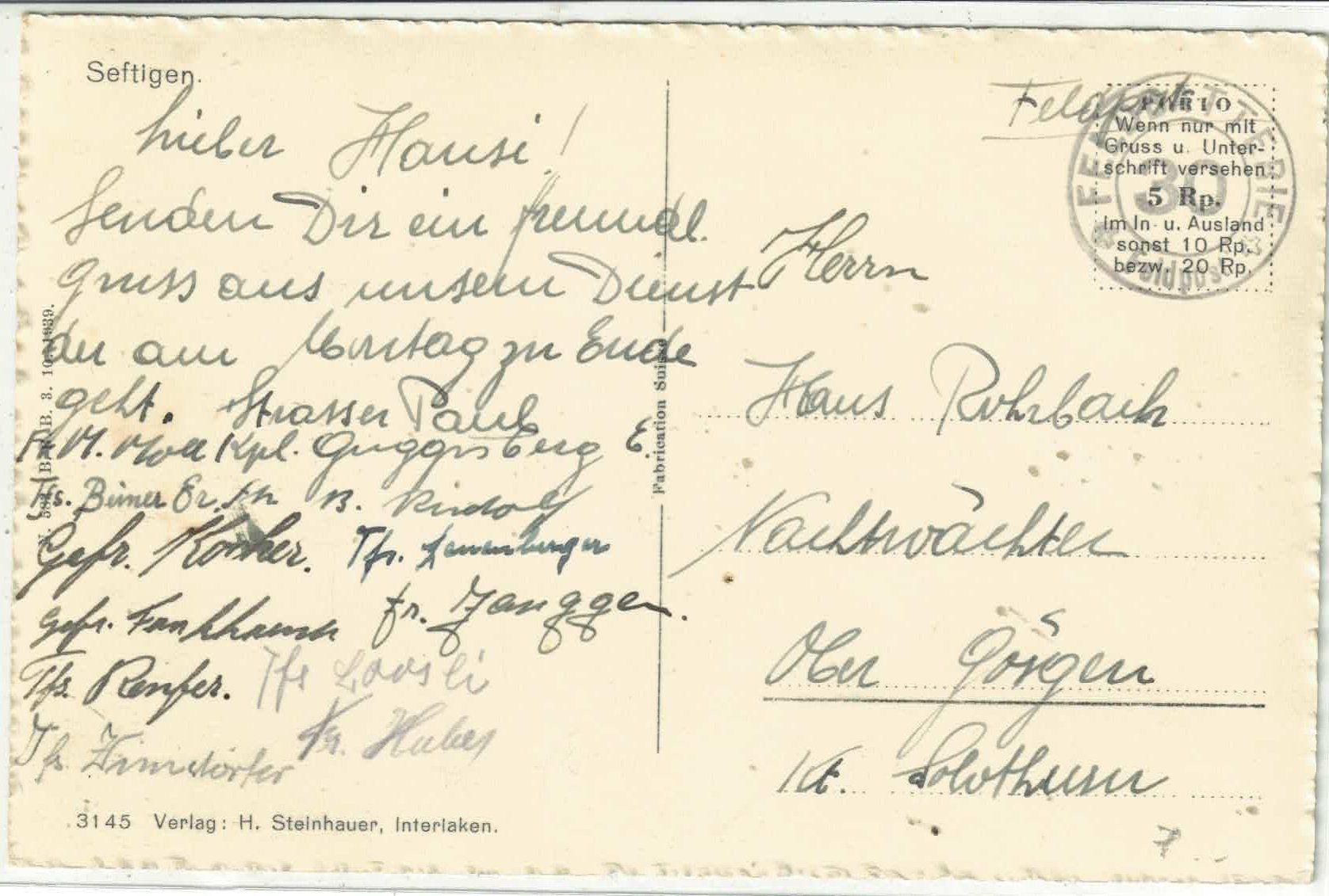 Cartoline postali: Seftigen - Generalansicht – Usato da Ettingen venduto da Kartenplanet 1