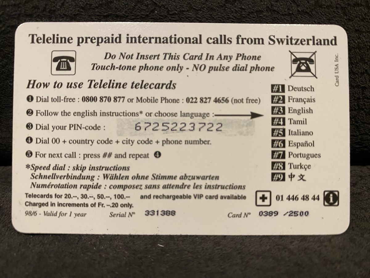 Telefon- & Taxkarten: Teleline – Gebraucht aus Lausanne von babacard10 1