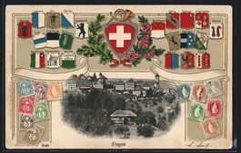 Präge-AK Trogen, Ortsansicht im Passepa