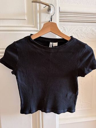 Crop top noir côtelé H&M Divided  taille S