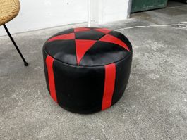 Vintage Leder Pouff 70er Jahre sitzhocker