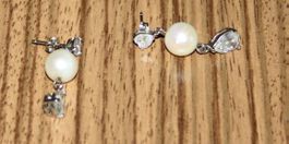 Ohrringe Ohrstecker m. Zirkon und Perlen transparent - weiss