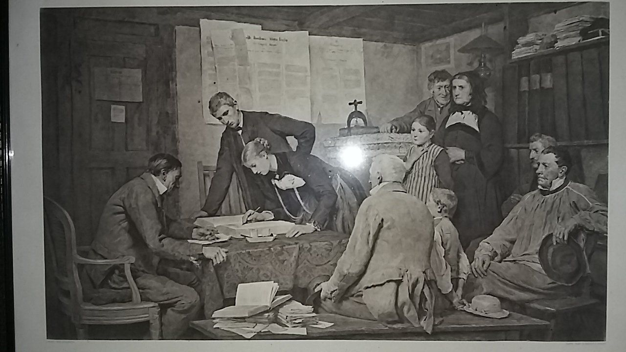 Foto & Immagini: Albert Anker: Der Ehevertrag, inkl. Rahmen mit Goldornament – Usato da Zollikerberg venduto da Dogon 8