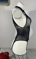 Schwarzer Neckholder-Body aus Netzstoff, Grösse S/M - Neu!