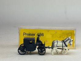 VE1- Preiser Pferde Gespann Kutsche schwarz