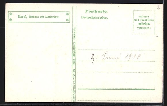 Ansichtskarten: Basel, Rathaus mit Marktplatz und Strass – Gebraucht aus Berlin von bartko-reher 1