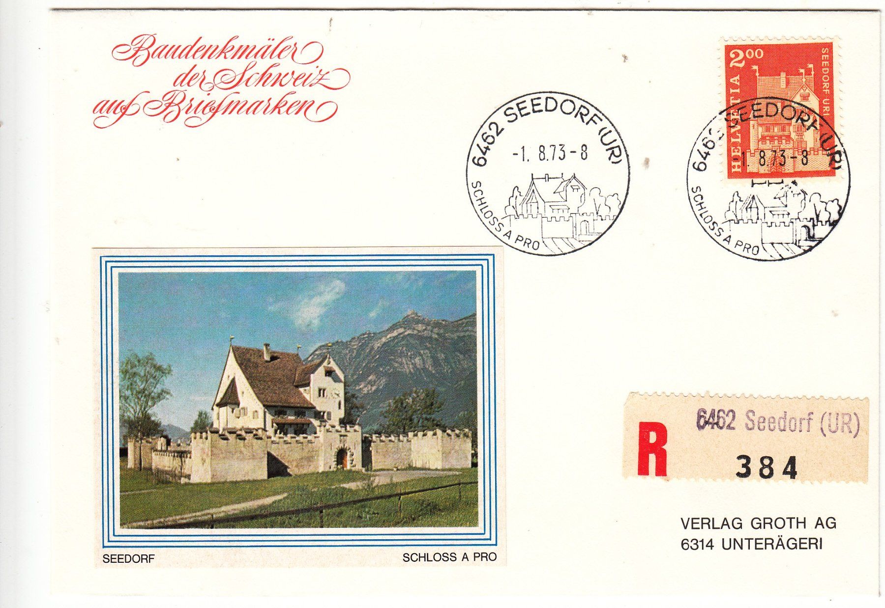 Alle Briefmarken: Briefe Baudenkmäler Schweiz 7Stk. 1973 – Gebraucht aus Herrliberg von Lfrifda 3