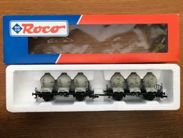 2x Roco DB Güterwagen mit Tankkessel Container