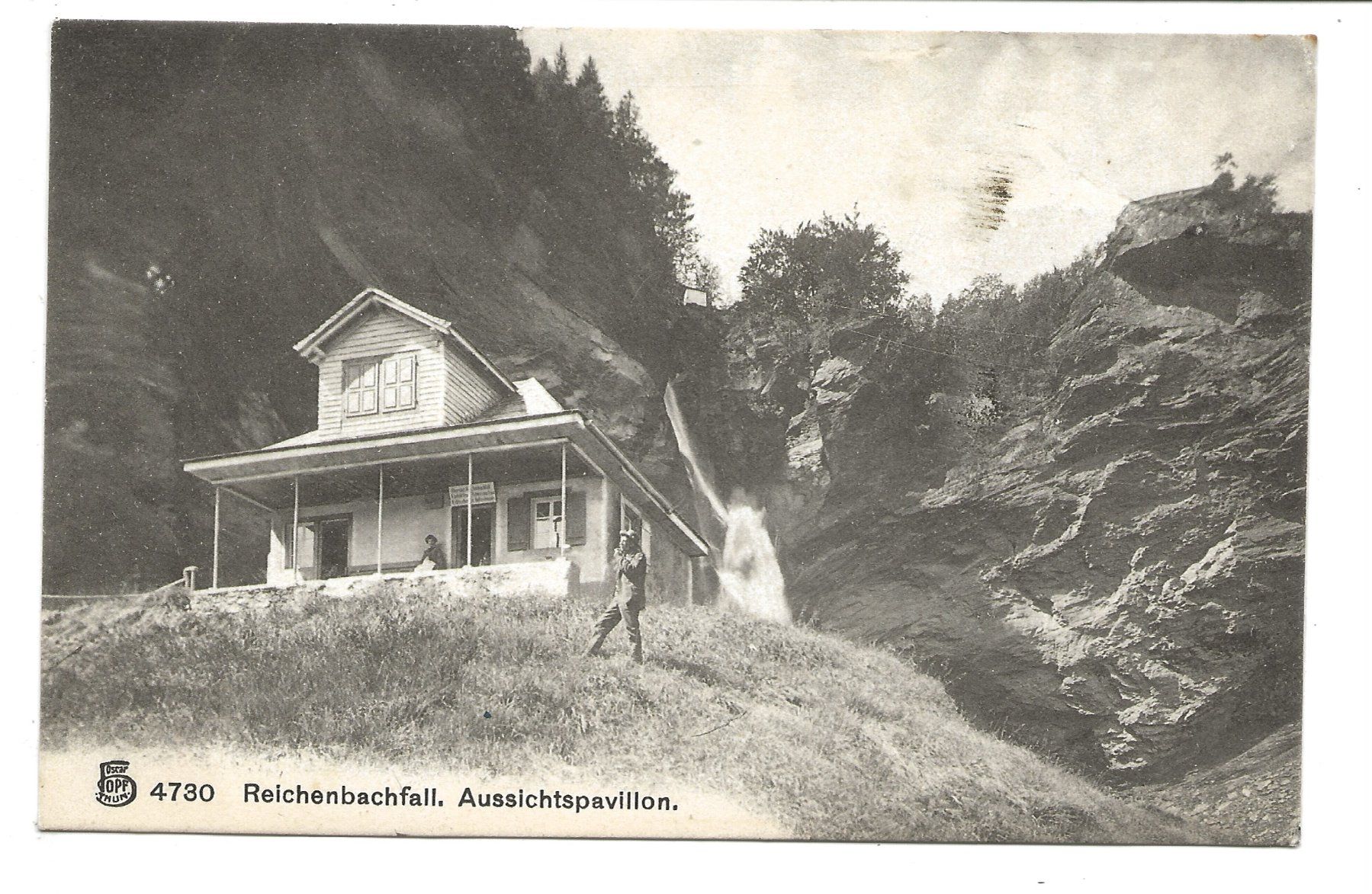 Cartoline postali: Reichenbachfall (BE) Aussichtspavaillon - Meiringen - 1908 – Usato da Engelburg venduto da Cartophil