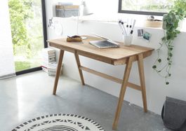 Schreibtisch DELIA Wildeiche massiv 2 Schubladen 120 x 65 cm