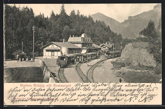 Cartoline postali: Brünig, Statoinsgebäude mit Restaurant – Usato da Berlin venduto da bartko-reher
