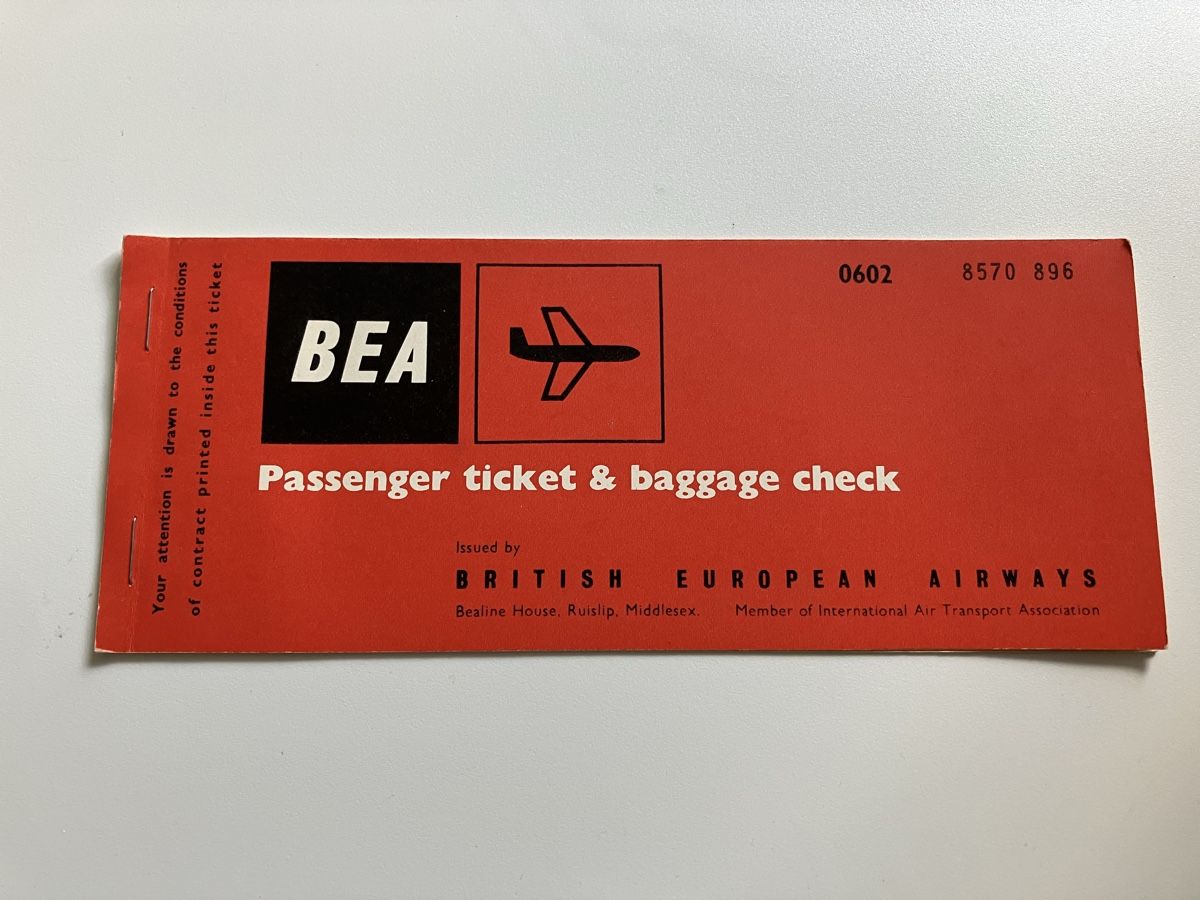Biglietti: BEA Vintage Passenger ticket. – Usato da Zürich venduto da Classic_Collection_Zurich