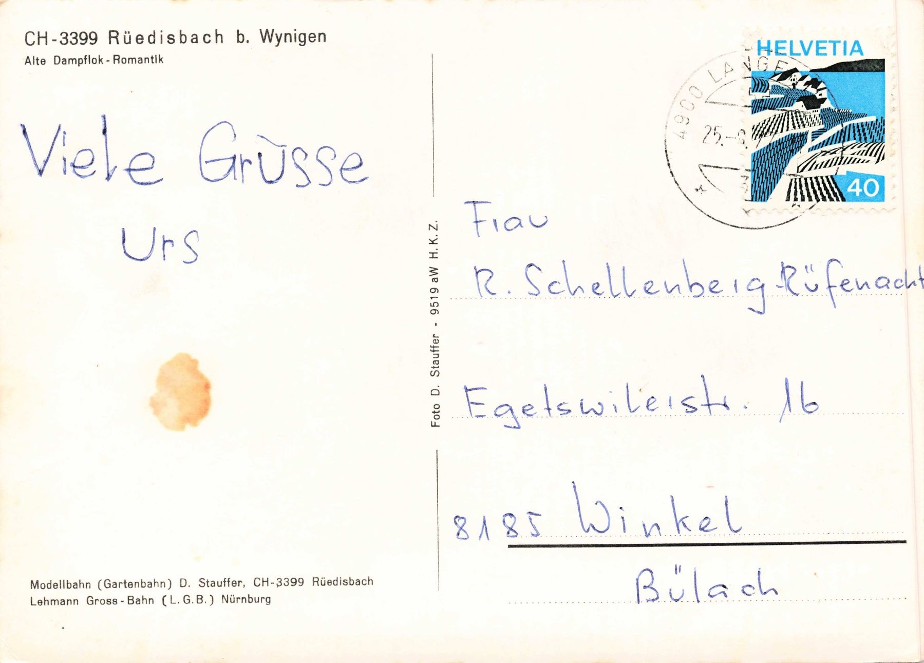 Cartes postales: Rüedisbach Wynigen Eisenbahn G – D'occasion à Biasca par Blenio71 1