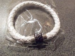 Armband weiss/dunkelrote Steinchen