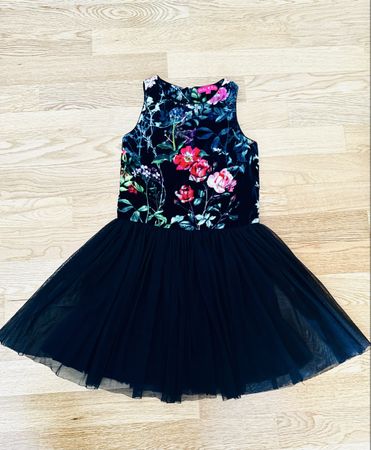 Derhy Kids Festkleid Blumen aus Samt & Tüll Schwarz Gr. 140