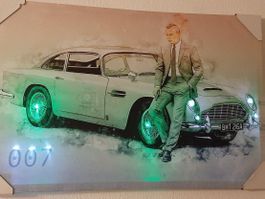 LED Kunstbild James Bond 007 Craig oltimer Aston Martin DB5