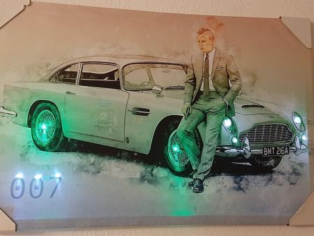 LED Kunstbild James Bond 007 Craig oltimer Aston Martin DB5