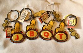 4x The Simpsons Schlüsselanhänger Homer J B Q T drehbar neu
