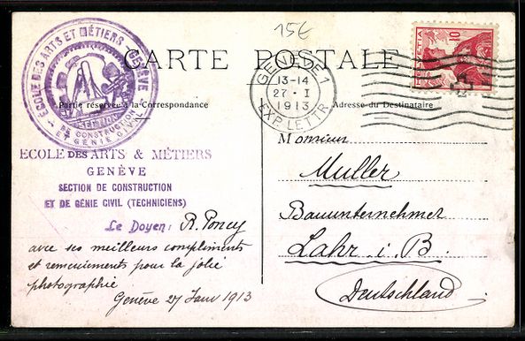 Cartoline postali: Genève, École des Arts et Métiers, se – Usato da Berlin venduto da bartko-reher 1