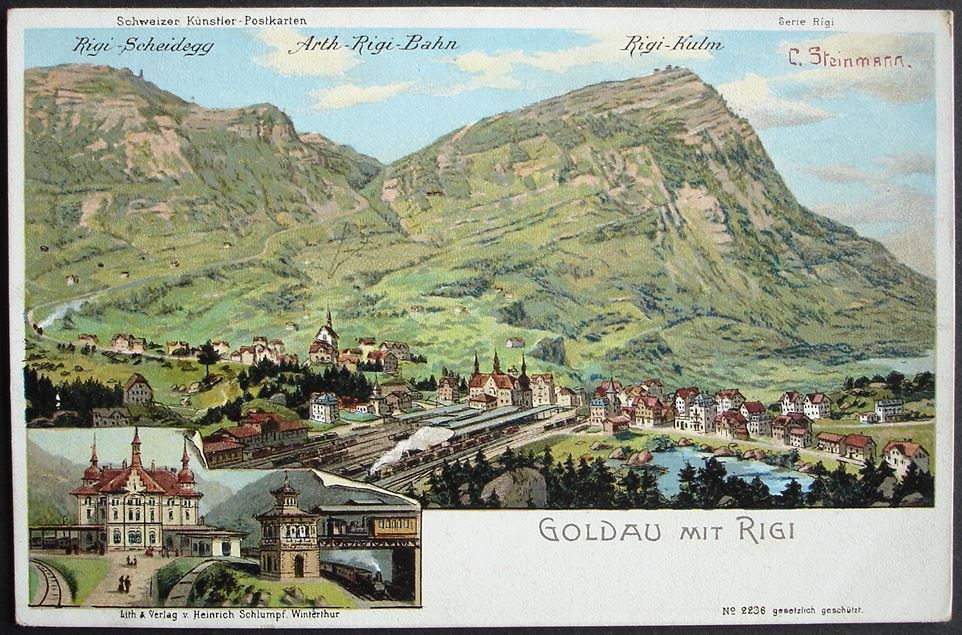 Cartes postales: LITHO Goldau mit Rigi - Bahn – Neuf (Voir description) à Jona par philajona
