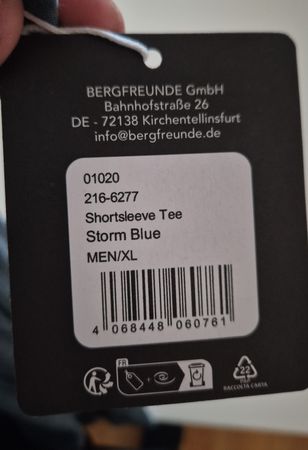 Bergfreunde Shortsleeve Tee, Sturmfarben, XL, Neuwertig!
