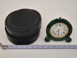 Unikat Edelstein Reisewecker Malachit Vintage Rarität Uhr