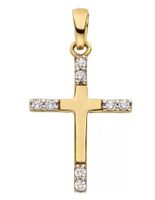 Kreuz aus 333 Gelbgold mit 8 Zirkonia mit kette s925