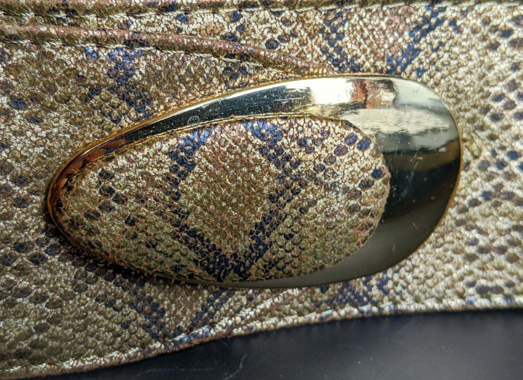 Gürtel: Ceinture or-bronze-marron imprimé serpent – Neu (gemäss Beschreibung) aus Petit-Lancy von lilycerise