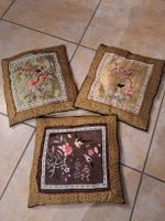 3 Japan Seidenkissen Handmade, ca. 70 iger Jahre