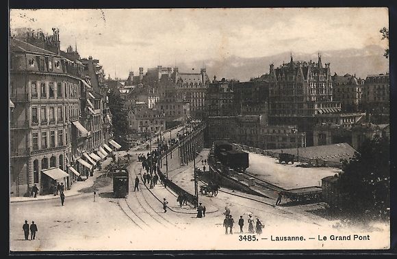 Cartoline postali: Lausanne, Strassenbahn an der grossen Br – Usato da Berlin venduto da bartko-reher