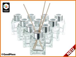 Elegante Glasdiffusorflaschen 50ml - 10er Set mit Rattan