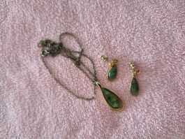 Schmuckset Anhänger und Ohrringe mit Stein guter Zustand