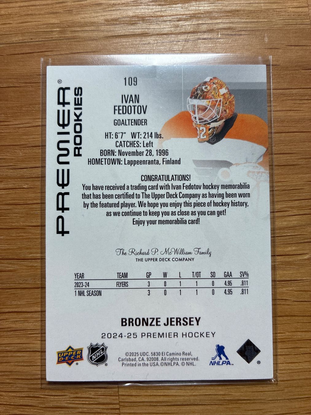 Topps Carte collezionabili: Upper Deck Premier Rookie Ivan Fedotov Philadelphia patch – Usato da Wangenried venduto da Garagara 1