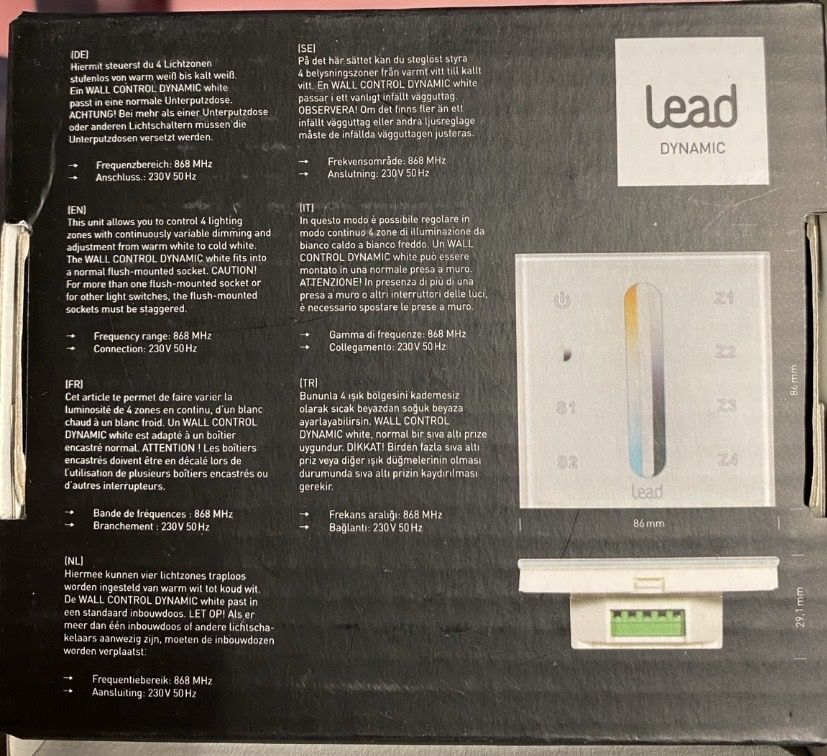 Spine: Lead Dynamic WCW Wall Control DynamicWhite 4 Lichtz.-Dimmbar – Nuovo (secondo la descrizione) da Muttenz venduto da 68Mauri 1