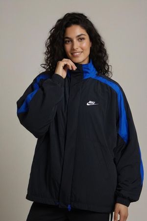 Vintage Nike Premier Schwarz & Blau Windbreaker Jacke