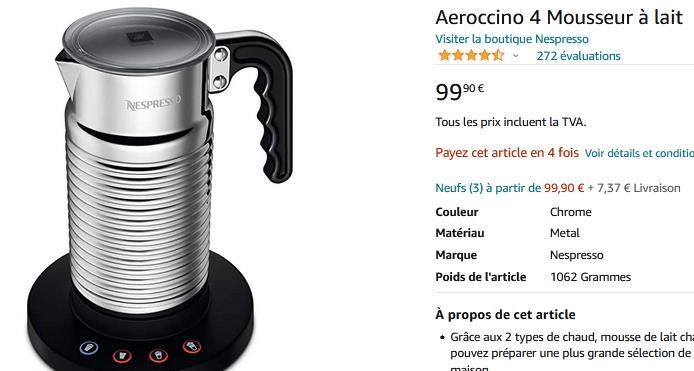 Aeroccino 4 Mousseur à lait - Nespresso