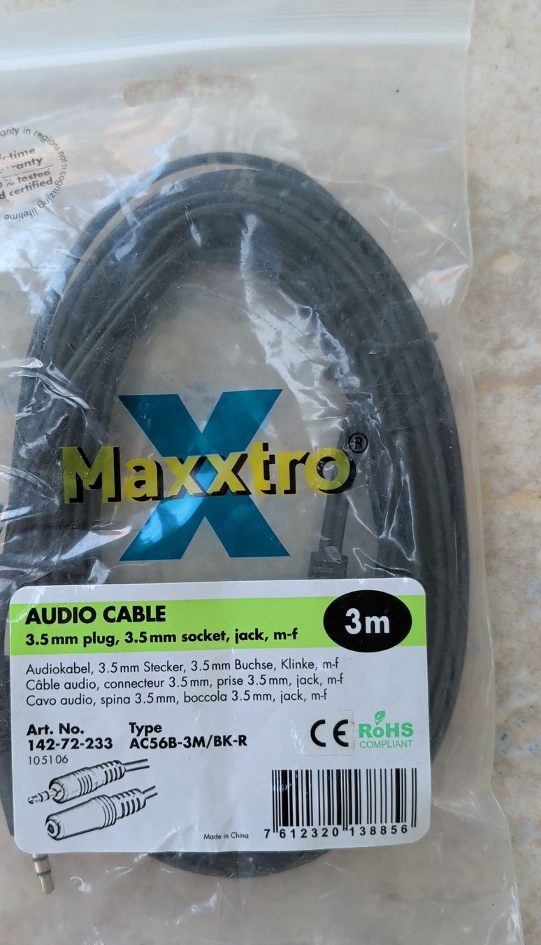 Cavi: Maxxtro 3m Audiokabel 3.5mm Stecker-Buchse Neu – Nuovo e nell'imballaggio originale da Neuendorf venduto da borns