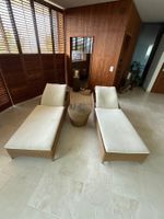 2 POOL - GARTEN RATAN SONNENLIEGEN mit BEISTELLTISCH