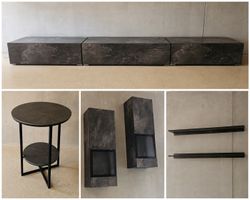 Set mobile soggiorno grigio scuro design moderno usato