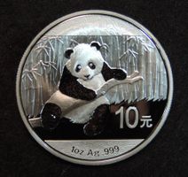 China Panda 10 Yuan Silbermünze 2014, 1 oz Silber