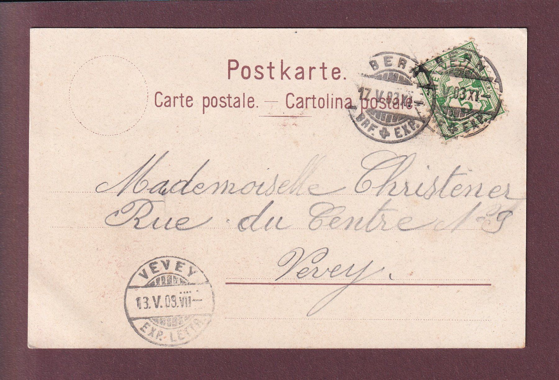 Cartoline postali: BERN - Bärengraben - 1903 – Usato da Pully venduto da nicecards 1
