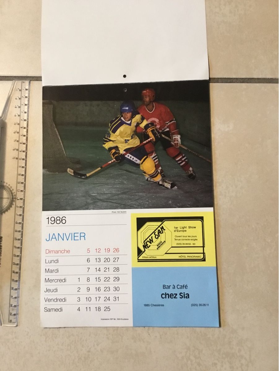Calendari: Calendrier HC VILLARS 1986 – Usato da Vétroz venduto da Moulb7 1